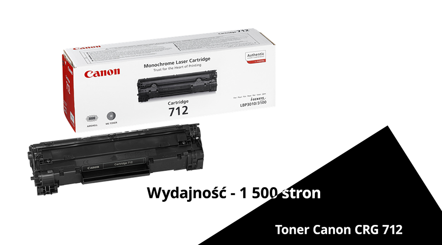 Toner oryginalny Canon CRG 712 czarny. Wydajność 1,5 stron A4
